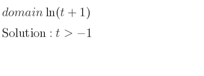 The domain of ln(t+1) is t>-1